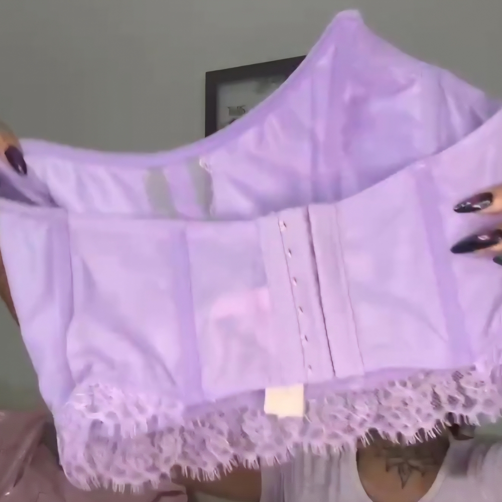 Victoria's Secret Purple and Pink Floral Lace Cropped Corset Top (MSRP-$85) - Picture 5 of 9